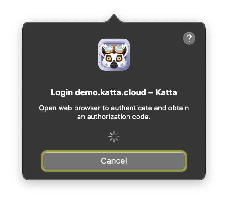 Katta Desktop login prompt