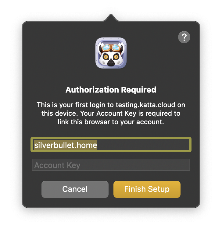New device dialog in Katta Desktop